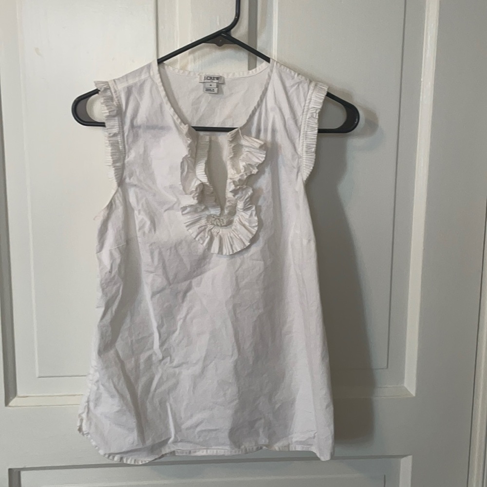 J. Crew White Sleeveless Blouse